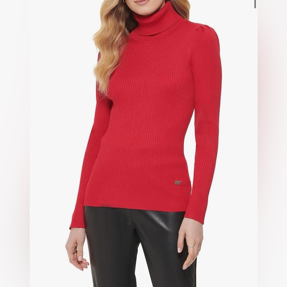 DKNY Solid Ribbed Turtleneck